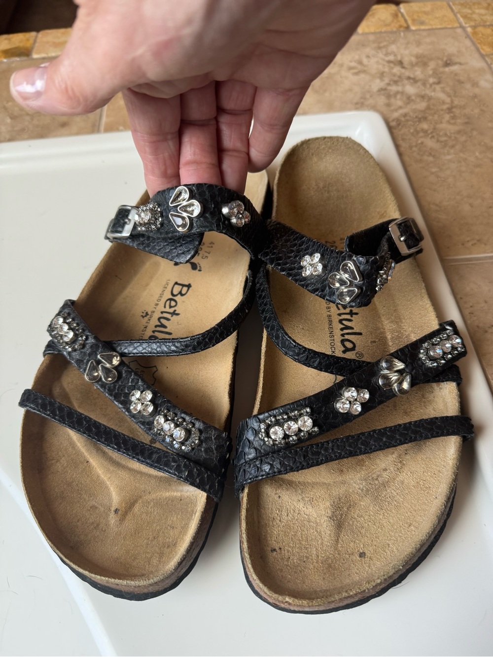 Betula Black Reptile-Texture Adjustable Sandal - Licensed by Birkenstock - Picture 9 of 11